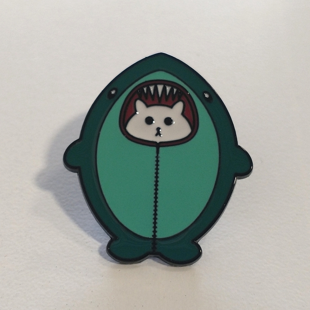 🧁 3/$30 Cat in Shark Costume Enamel Pin NEW